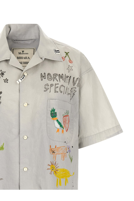 Graffiti print shirt Gray