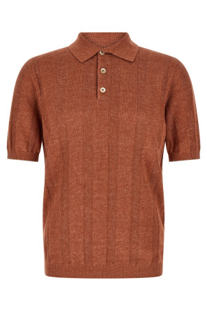 Wide ribbed polo shirt orange