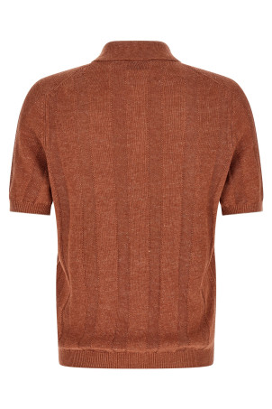 Wide ribbed polo shirt orange