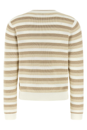 Striped cotton sweater Beige