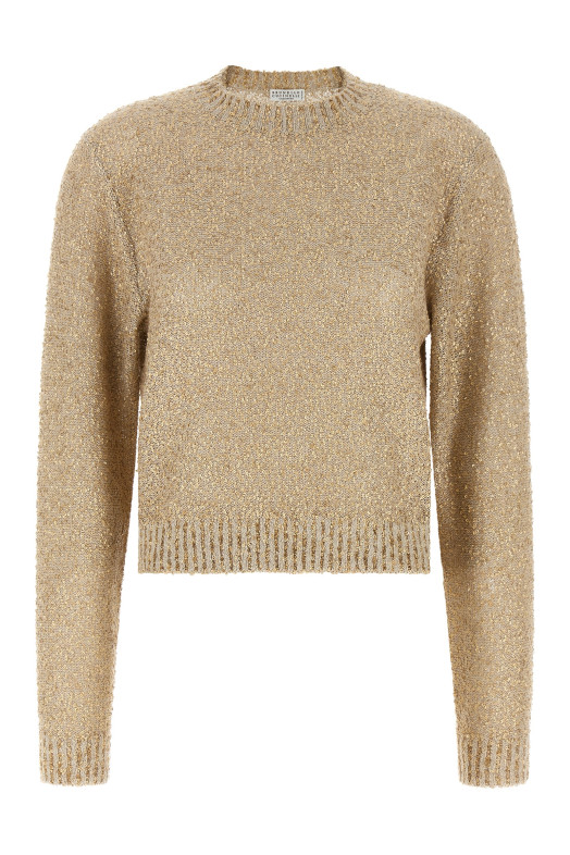 Свитер с микропайетками, золотой BRUNELLO CUCINELLI MJC547000C9732