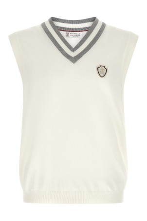 Logo patch vest White