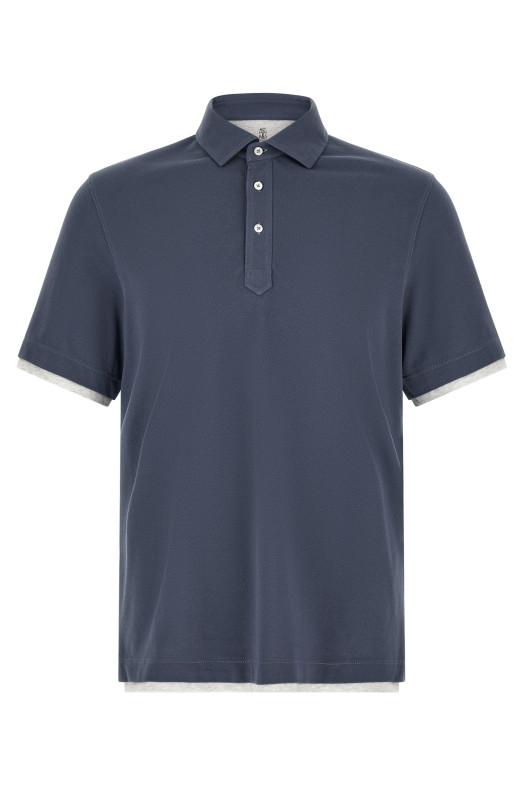 Double layer polo shirt Blue