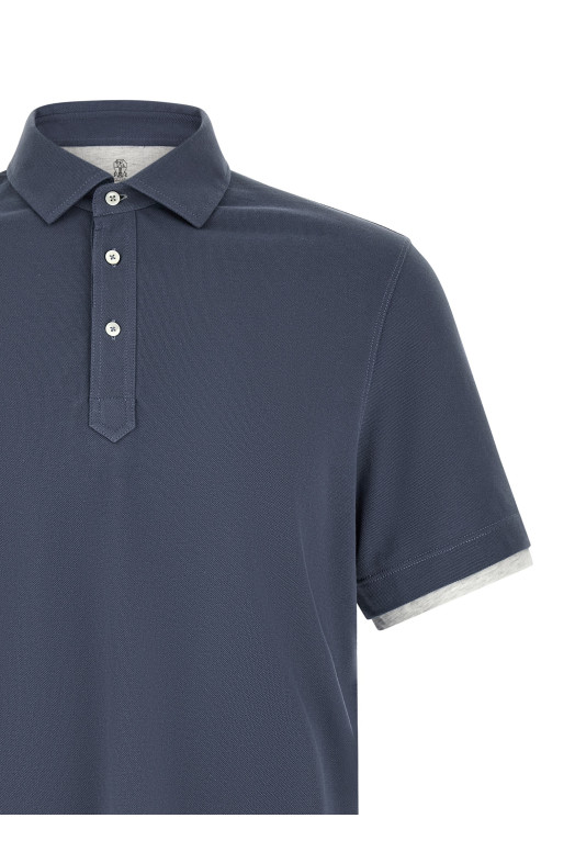 Double layer polo shirt Blue