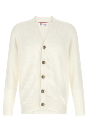 English ribbed cardigan White