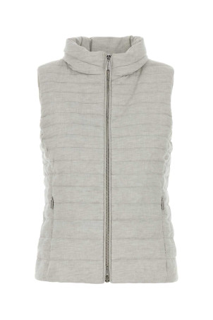 Light grey linen sleeveless Villan down jacket MOORER (VILLANLSN)