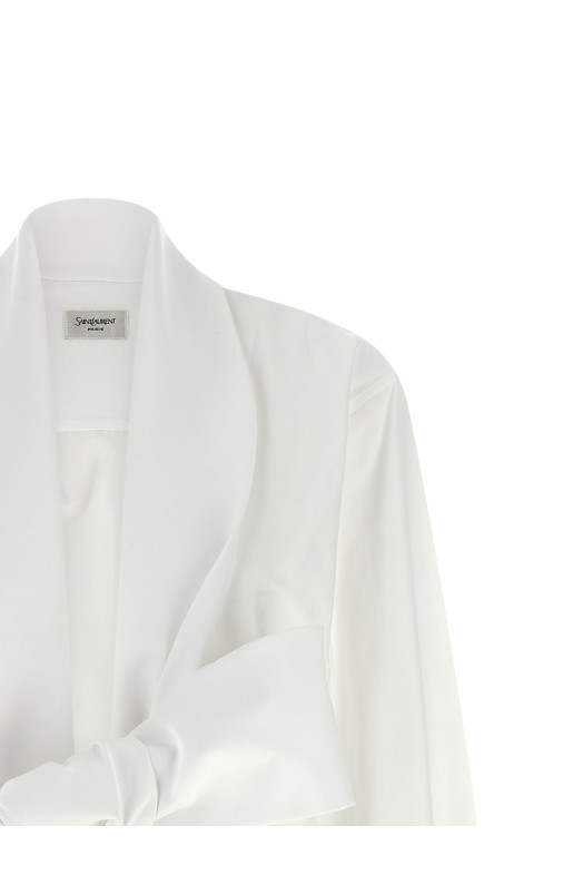 Рубашка с воротником-лавалье, белая SAINT LAURENT 870726Y1H489000