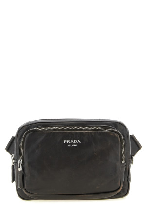 Aged nappa leather crossbody bag Brown