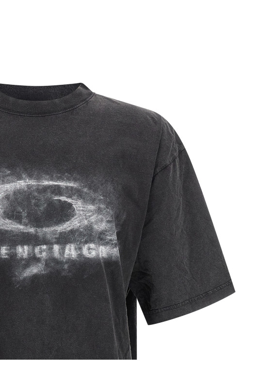 'Washed Crayon Loop' T-shirt Black-grey
