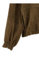 'Shiny Zipper Pull' suede jacket Brown