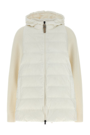 'Shiny Zipper Pull' down jacket White