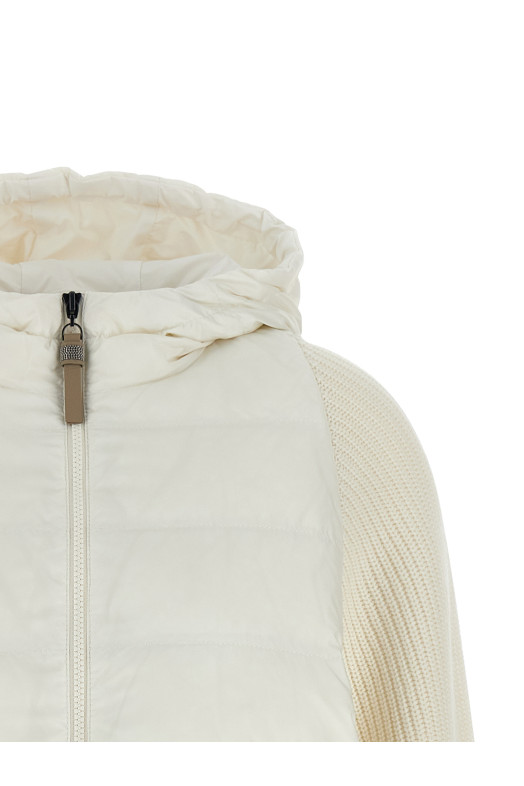 'Shiny Zipper Pull' down jacket White