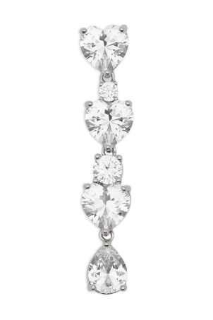 'Crystal Heart Tiered' earrings Silver