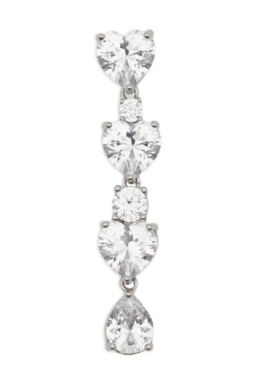 'Crystal Heart Tiered' earrings Silver