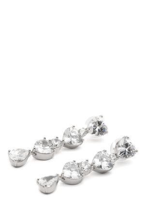'Crystal Heart Tiered' earrings Silver