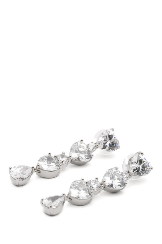 'Crystal Heart Tiered' earrings Silver