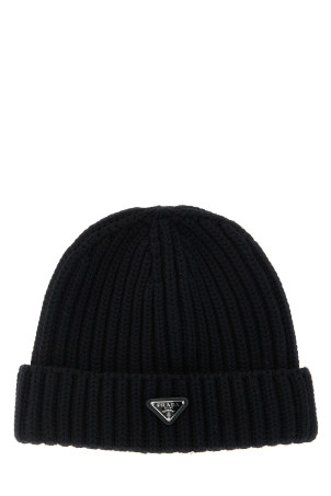 Шапка з трикутним логотипом, чорна PRADA 2HC3902DZLF0002