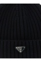 Шапка с треугольным логотипом, черная PRADA 2HC3902DZLF0002