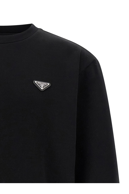 Толстовка с логотипом в виде треугольника, черная PRADA UJL90BSWMO11OQF0002