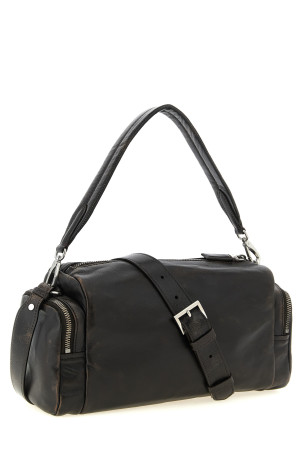 Aged effect nappa leather crossbody bag Brown