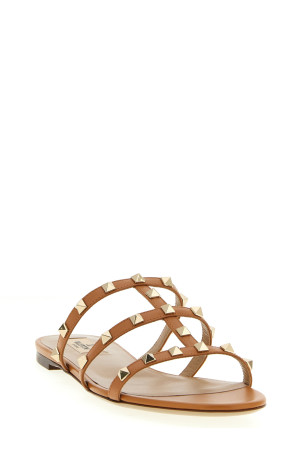 Valentino Garavani 'Rockstud' slides Beige