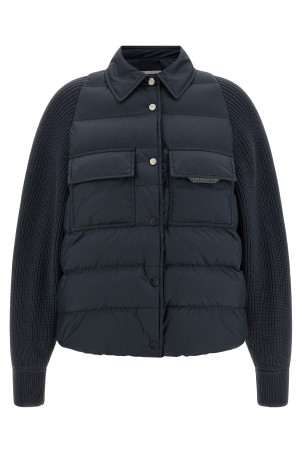 'Shiny Flap Detail' down jacket Blue