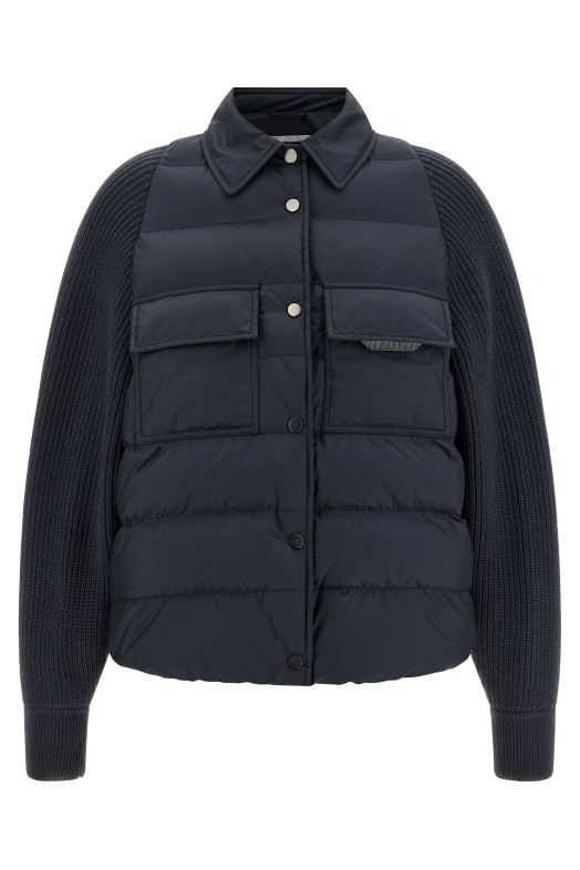 'Shiny Flap Detail' down jacket Blue
