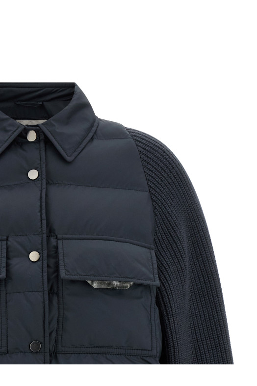 'Shiny Flap Detail' down jacket Blue