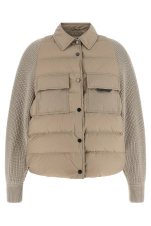 'Shiny Flap Detail' down jacket Beige