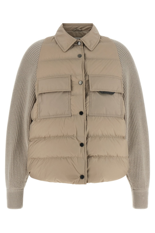 'Shiny Flap Detail' down jacket Beige