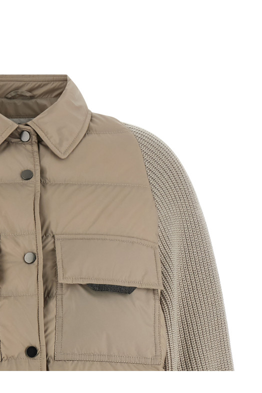 'Shiny Flap Detail' down jacket Beige