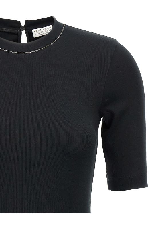 Monile ribbed T-shirt Black
