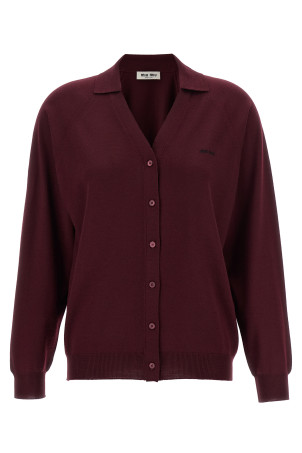 Logo intarsia cardigan Bordeaux