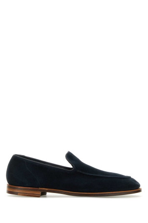 Navy blue suede Salcombe loafers CROCKETT&JONES (20210AS04L7)