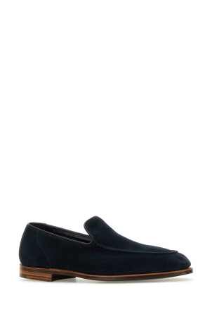 Navy blue suede Salcombe loafers CROCKETT&JONES (20210AS04L7)