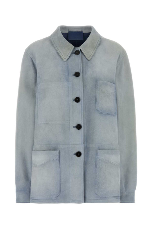 Light-blue suede jacket PRADA (56A236SOOO1835)