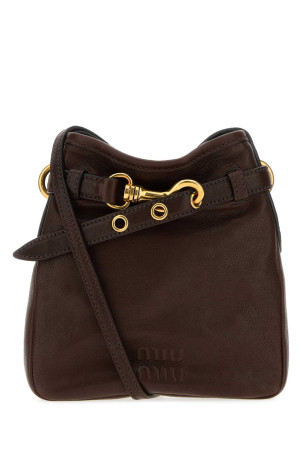 Сумка через плечо из шоколадного кожи наппа MIU MIU (5NR461AEFX)
