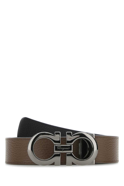 Двусторонний ремень из коричневой кожи SALVATORE FERRAGAMO (675542705614)