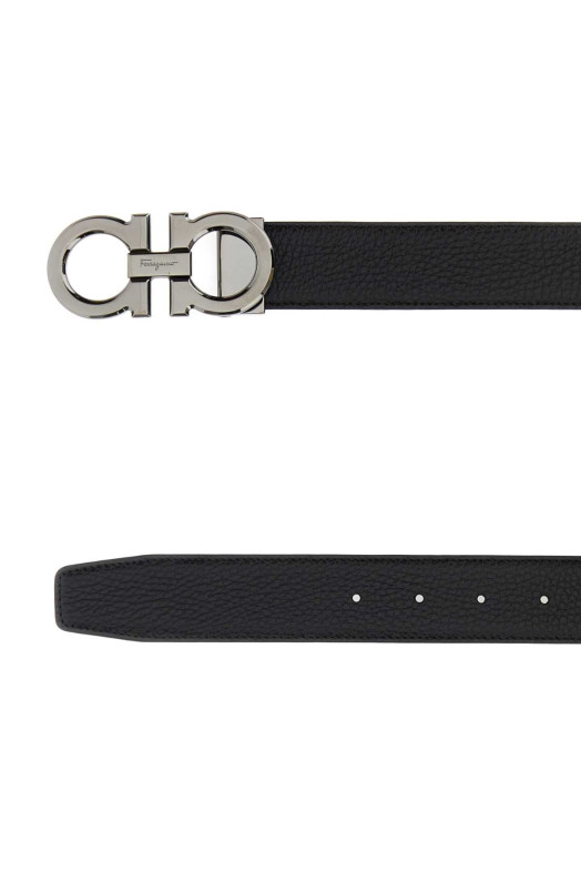 Black leather reversible belt Blue SALVATORE FERRAGAMO (679710689134)