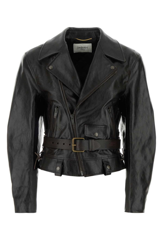 Black leather jacket SAINT LAURENT (865713YCVG2)