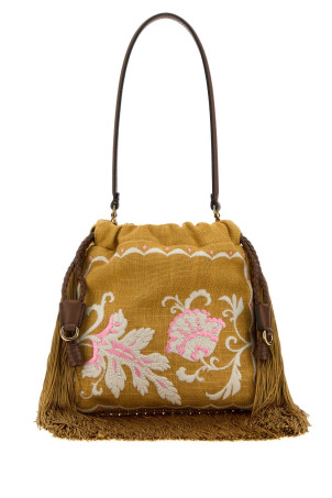 Mustard canvas small Kalispera bucket bag ETRO (WP1B0025AR506Y0886)