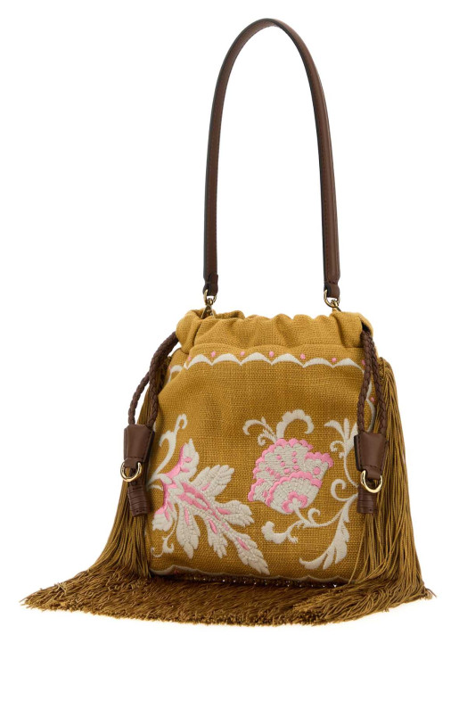 Mustard canvas small Kalispera bucket bag ETRO (WP1B0025AR506Y0886)