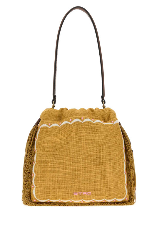 Mustard canvas small Kalispera bucket bag ETRO (WP1B0025AR506Y0886)