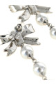 'Crystal Bow Pearl Droplet' earrings Silver