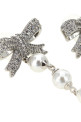 'Crystal Bow Pearl Droplet' earrings Silver