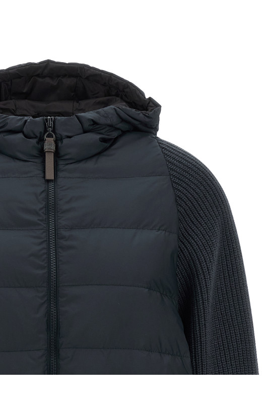 'Shiny Zipper Pull' down jacket Blue
