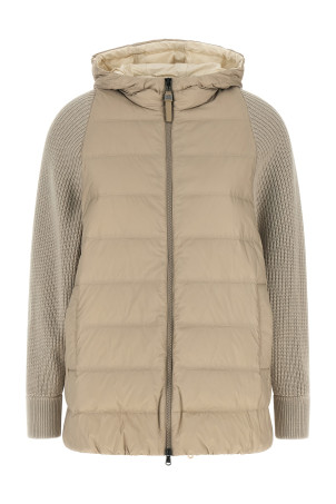 'Shiny Zipper Pull' down jacket Beige