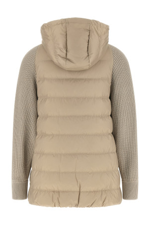 'Shiny Zipper Pull' down jacket Beige
