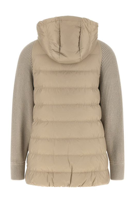 'Shiny Zipper Pull' down jacket Beige