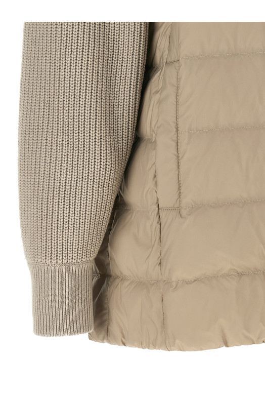 'Shiny Zipper Pull' down jacket Beige
